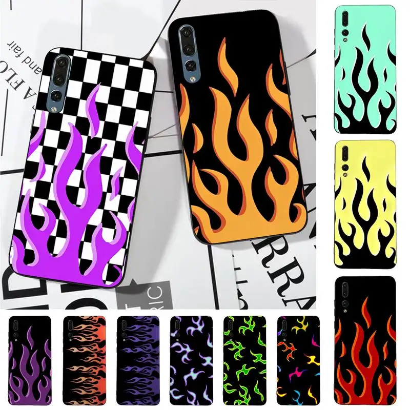 

Flame Painted Fire Pattern Phone Case for Huawei P30 40 20 10 8 9 lite pro plus Psmart2019