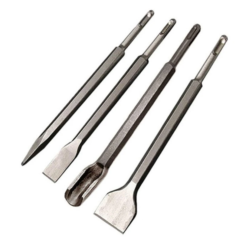 4pcs Electric Hammer Drill Bit Set Round Handle Shank Impact Rotary Concrete
