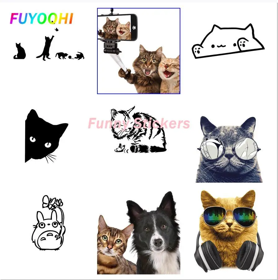 

FUYOOHI Play Stickers Reflective Cat Car Vinyl PVC Decals for Cars Window Body Decor Sticker To Cover Scratches Motorcycle Decal