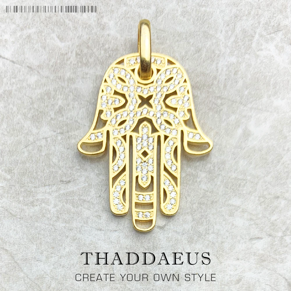 Ожерелье Рука Фатимы с подвеской нового бренда Золотого Цвета Ювелирных Изделий Европы из Серебра 925 Аксессуары Подарок для Женщин и Мужчин.