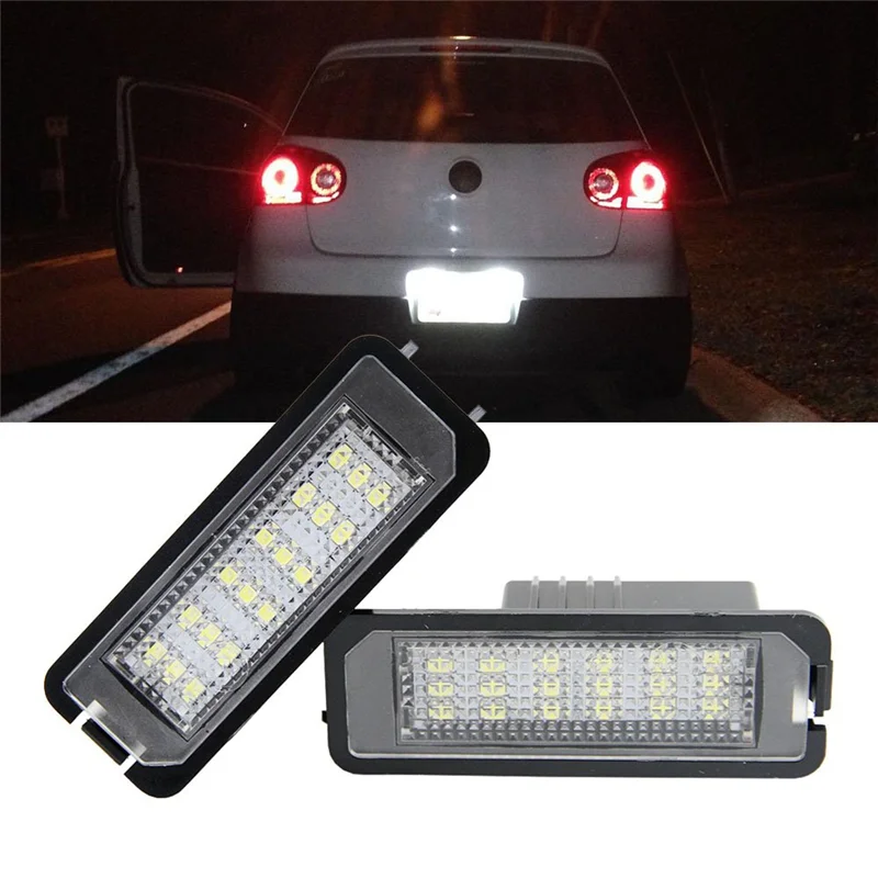 

2 шт. номерной знак лампа для VW Golf MK4 MK5 MK6 MK 4 5 6 Passat Polo CC Eos без ошибок 18SMD светодиодный 12 В 6500k белый