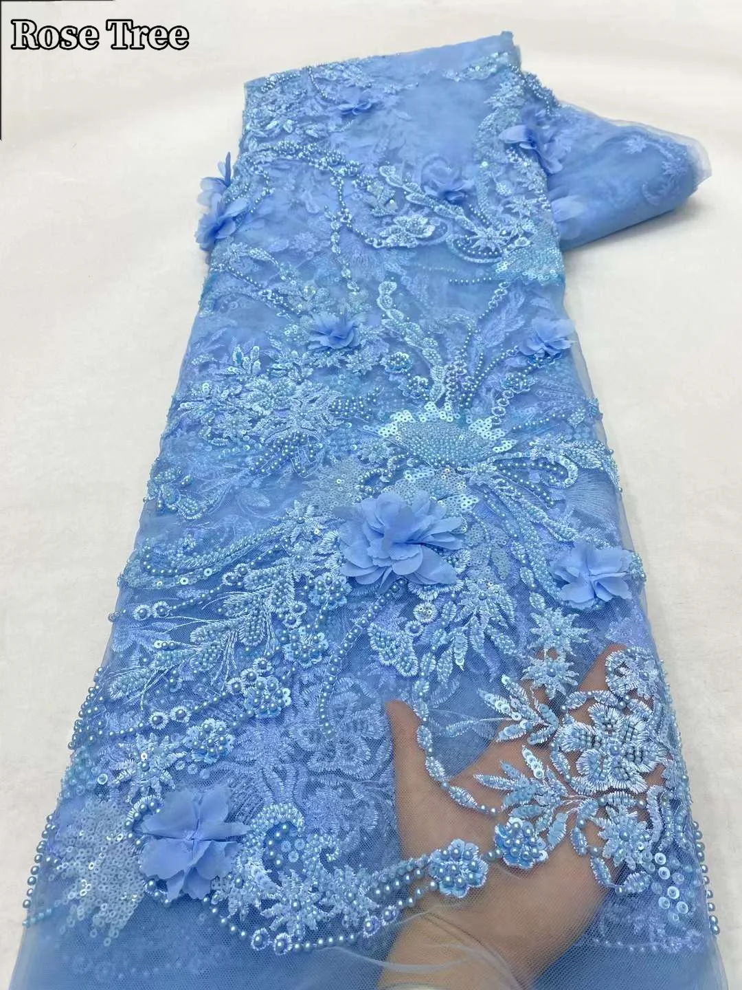 3D Цветочная сетчатая кружевная ткань 2024 Высококачественная африканская