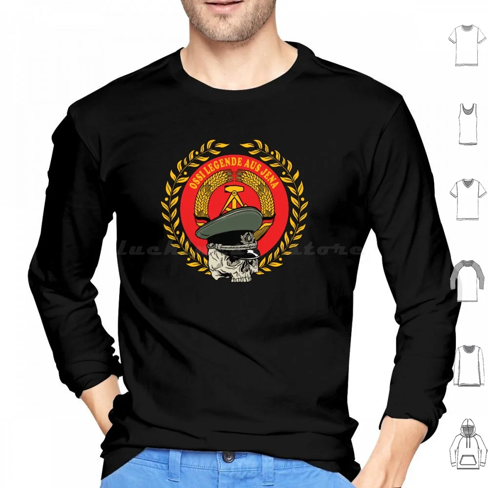 

Ossi Legend From Jena Gdr / Ddr Design Hoodies Long Sleeve Jena Gdr East Germany Ostalgie Idea Vintage Coat Of Arms