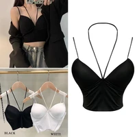 sexy ice silk camisole women cropped top tube top female streetwear breathable comfort sleeveless v neck underwear