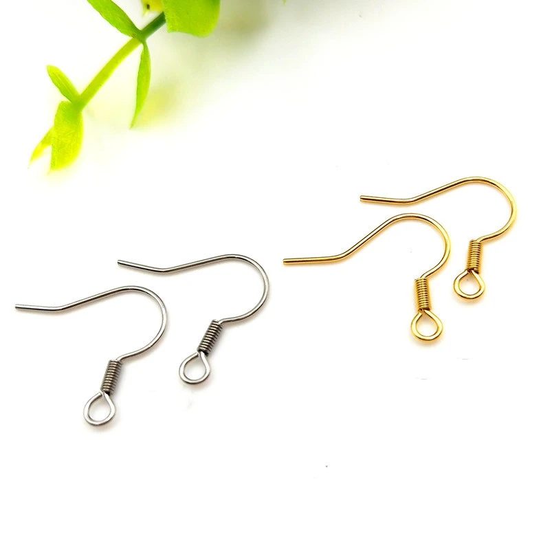 

50Pcs/Lot Gold Silver Plated Findings Coil Spring Earring Hooks Clasp Accessories For Jewelry Making Wholesale Suppliers