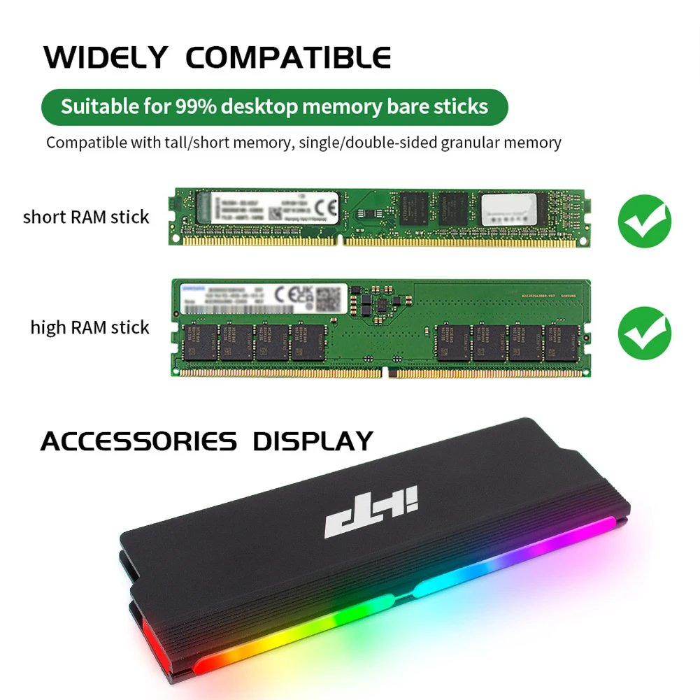 

5 В, радиатор для памяти ARGB из алюминиевого сплава, теплорасширитель DDR3 DDR4 DDR5, радиатор для компьютерной памяти, длина провода 600 мм, 3 контакта