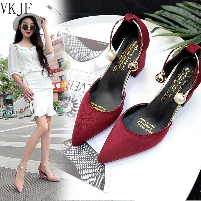 

Women Vintage Spring Summer Solid Color Elegant Pump Soft Casual Puls Size Fashion Simplicity Pearl Shoes For Party High Heels