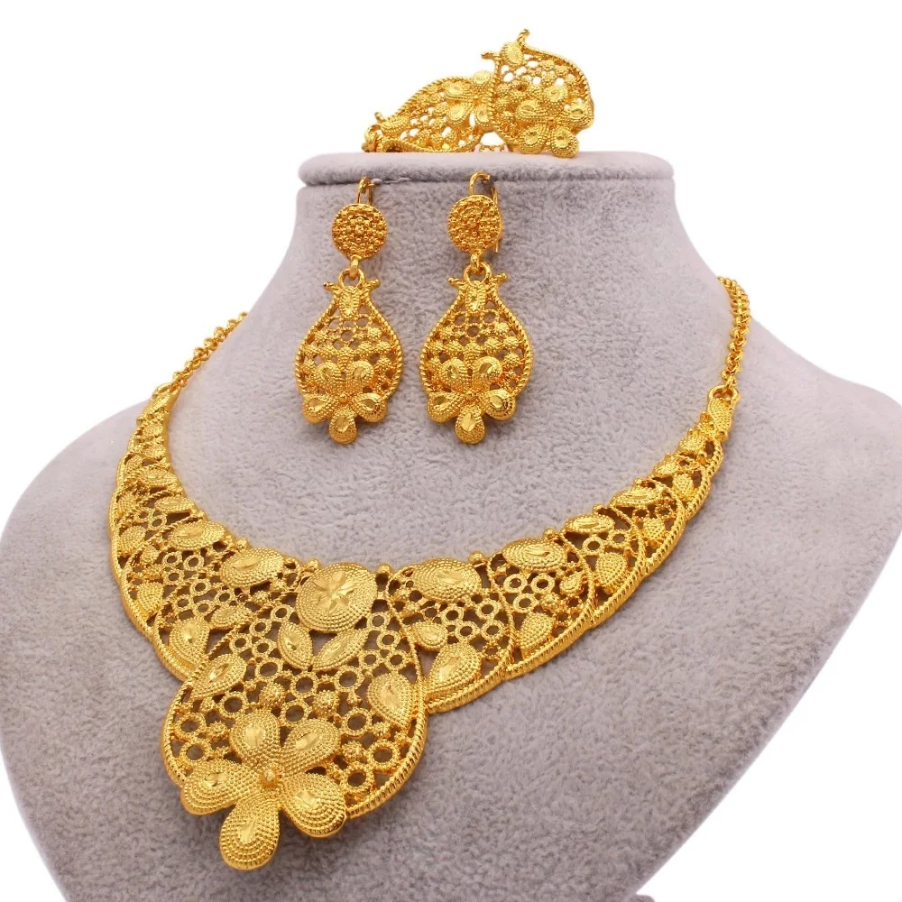 

New RoseL Dubai 24K Gold Middle East Women Wedding Gold Jewelry High Quality