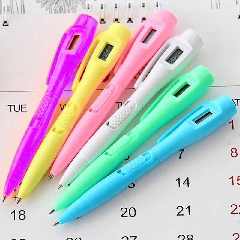 1piece Novelty Electronic Watch Test Pen Electronics Clock Ballpoint Student Civil Servant Work Office Special Purpose Ball Pen