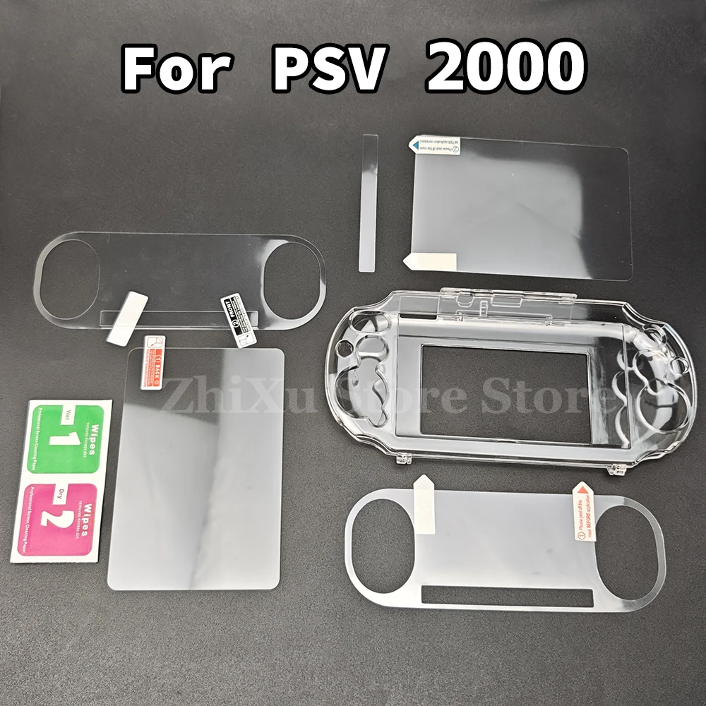 Фото Защитный чехол из прозрачного кристаллического пластика для PSV 2000, верхняя и нижняя защитные пленки из ПЭТ для PS Vita 2000, прозрачный чехол-накладка. №1