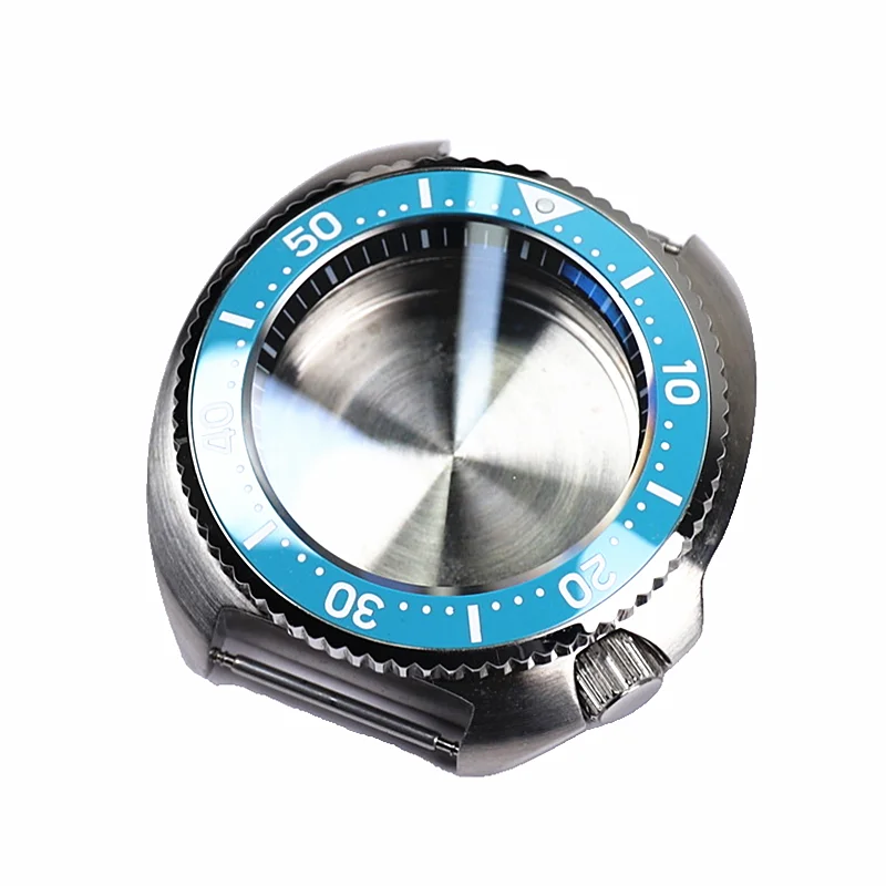 43mm Turtle Steel Sapphire Crystal Case With Ceramic Bezel Insert Waterproof For Seiko Nh35 Nh36 Movement 28.5mm Dial Watch Mod