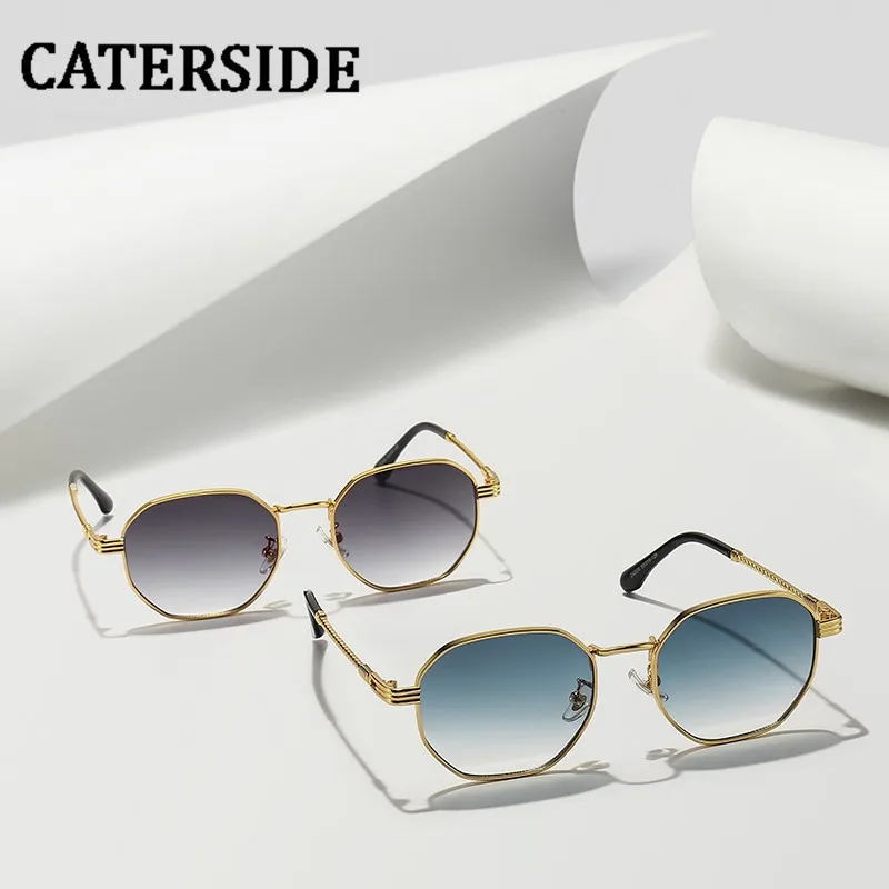 

Солнцезащитные очки CATERSIDE в стиле стимпанк для мужчин и женщин, модные летние стильные очки в металлической оправе, Прямая поставка, винтажн...