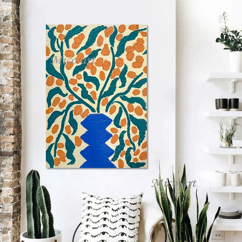 

Палитра с ножом, дизайн холста, настенное искусство, современные картины, абстрактные растения, картины, акриловые, ручная работа, искусство...