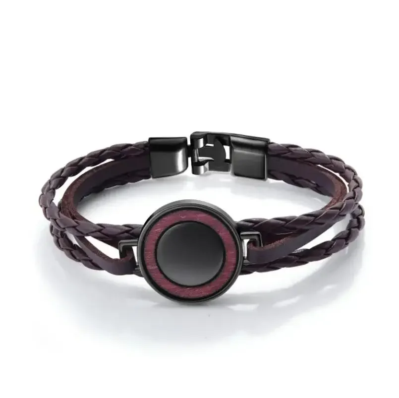 Классический черный коричневый мужской браслет из искусственной кожи