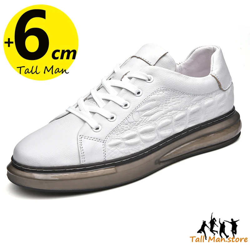 

Men Sneakers Leather Elevator Shoes Height Increase Insole 6CM Daily Life Sports Man Leisure