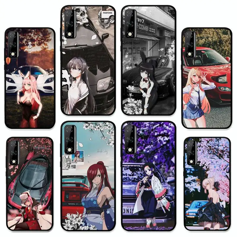 

Anime Girl JDM Sports Car Drift Phone Case For Huawei Y9 6 7 5 Prime Enjoy 7s 7 8 plus 7a 9e 9plus 8E Lite Psmart Shell