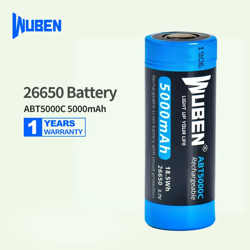 

Аккумуляторная батарея Wuben 26650 для фонарика (ABT5000C) 5000 мАч