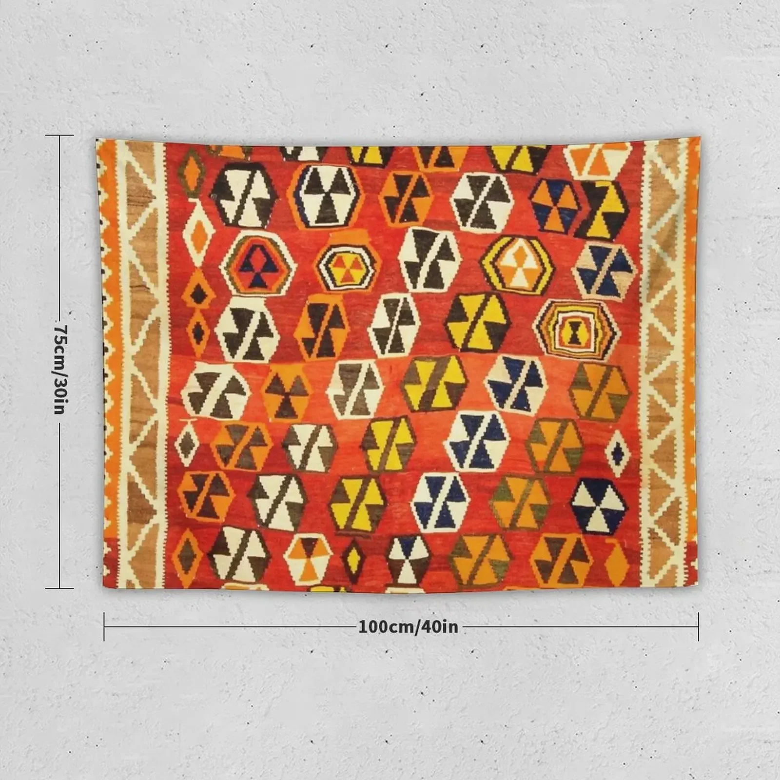 Винтажный гобелен с принтом Shiraz Kilim в виде грибов для стен