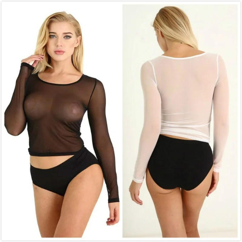 Новые модные женские прозрачные футболки сексуальный сетчатый топ в стиле панк