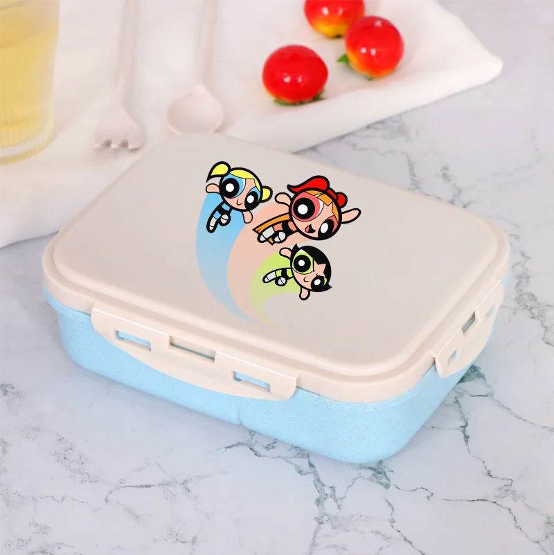 Фото Ланч-бокс Powerpuff Girls Bento, портативные коробки для еды для женщин, милые ланч-боксы для микроволновой печи, контейнер для пикника, контейнер для еды для студентов, подарок №1