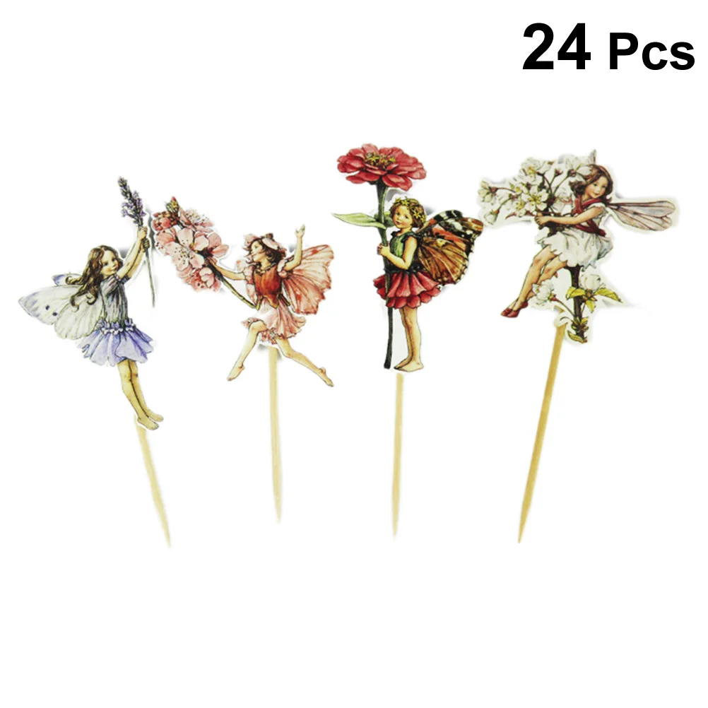

Fairy Decorations Cake Party Cupcake Topper Supplies Picks Toppers Birthdaydecoration Knotflower Teapot Girls Bow Fairies