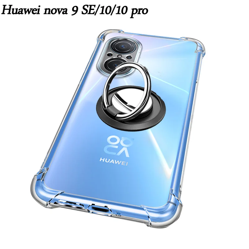 Soft TPU crystal Cases on Huawei nova 9 SE clear anti-shock Case for Huawei nova 10 pro airbag phone Cover Huawei nova 9se Ring Holder Bumper