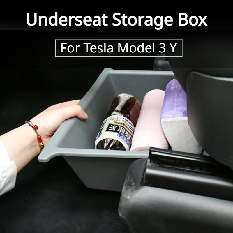 

Подседельный ящик для хранения Tesla Model Y, ящик для автомобильных сидений из ТПЭ, скрытый лоток для хранения, органайзер с нажимным выдвижным механизмом, аксессуары для салона автомобиля
