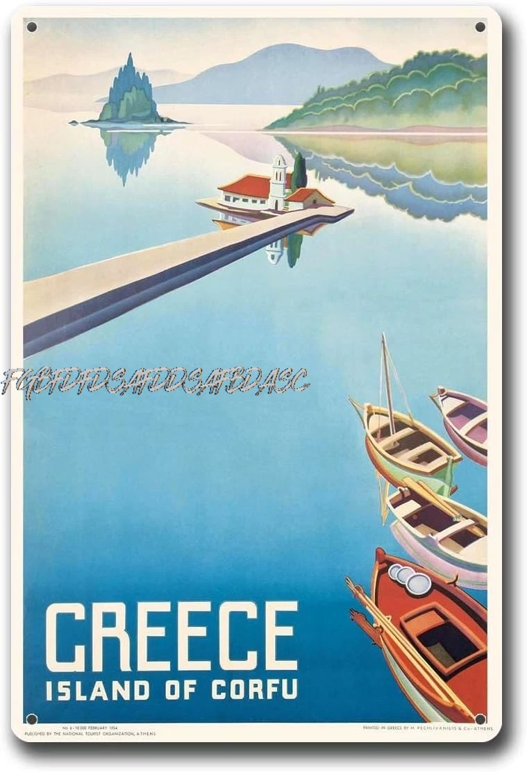 Алюминиевые вывески Остров Корфу Греции Винтажные металлические для