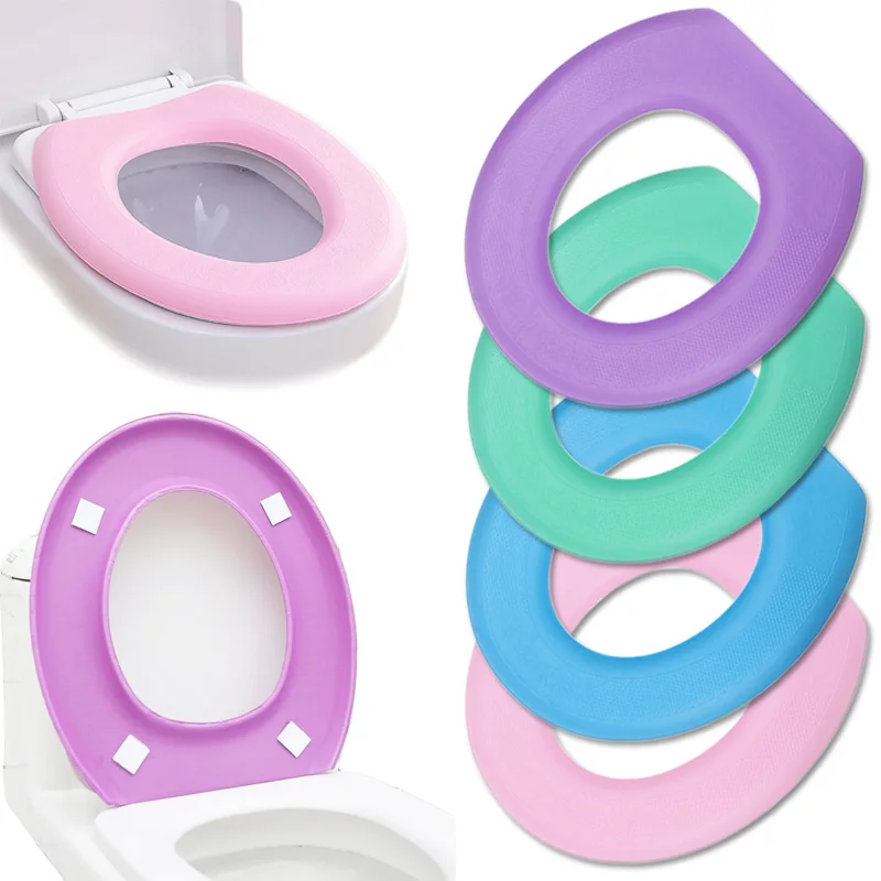 

Washable Sticker Foam Toilet Cover Waterproof Bathroom Toilet Seat Reusable Silicone Four Seasons Household Toilet Accessories