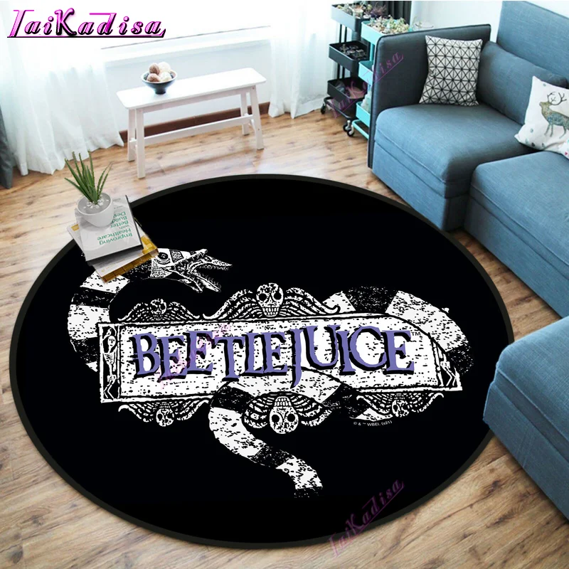 

Beetlejuice Round Rug Horror Comedy Carpet Movie Playmat Round Carpet for Living Room Floor Mat Anti-Slip Mat for Children