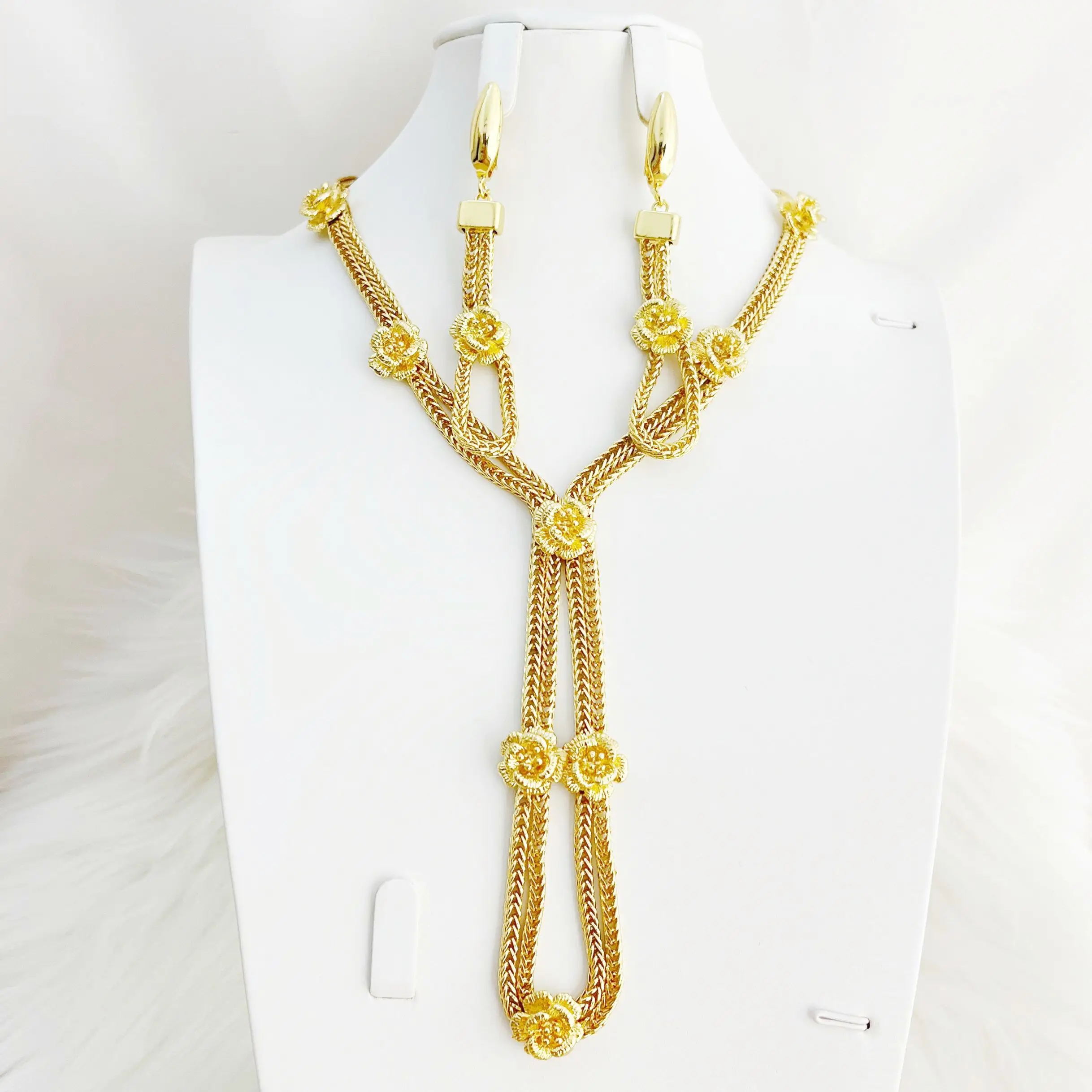 

Dubai Necklace Earring Set Gold Colour Plated Jewelry Party Anniversary Wedding Banquet Fashion Classic Style