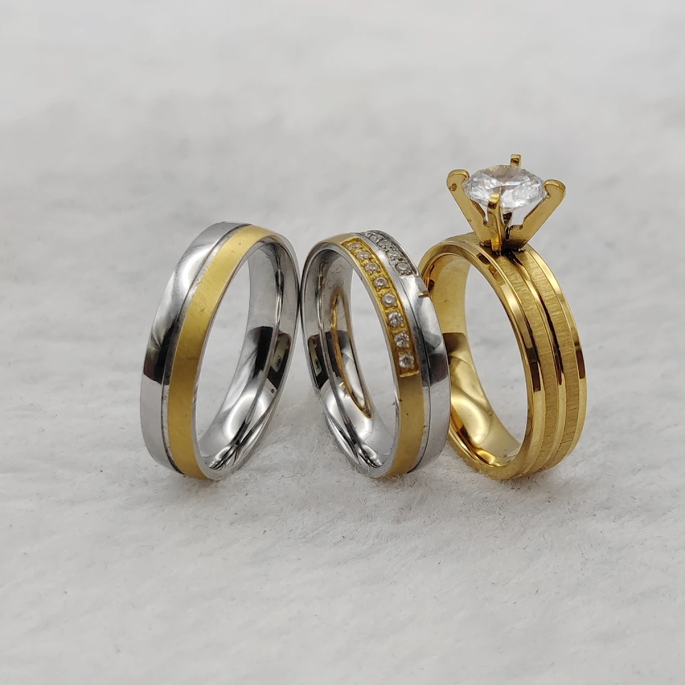 Bridal Jewellery Dubai Wedding Proposals Finger Ring Affordable 18k Golden Titanium Woman Marriage Zircon Rings Couples