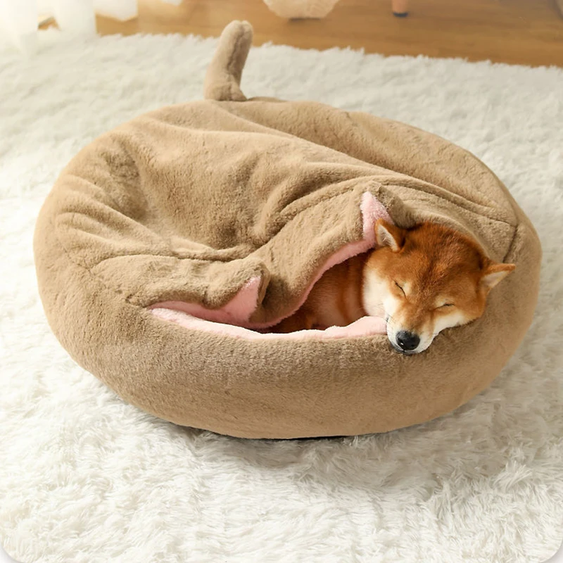 

Winter Warm Cat Bed Round Cat Cushion Dog House 2 In 1 Warm Basket Dog Sleep Bag Cat Nest Kennel For Small Dog Cat Pet Supplies