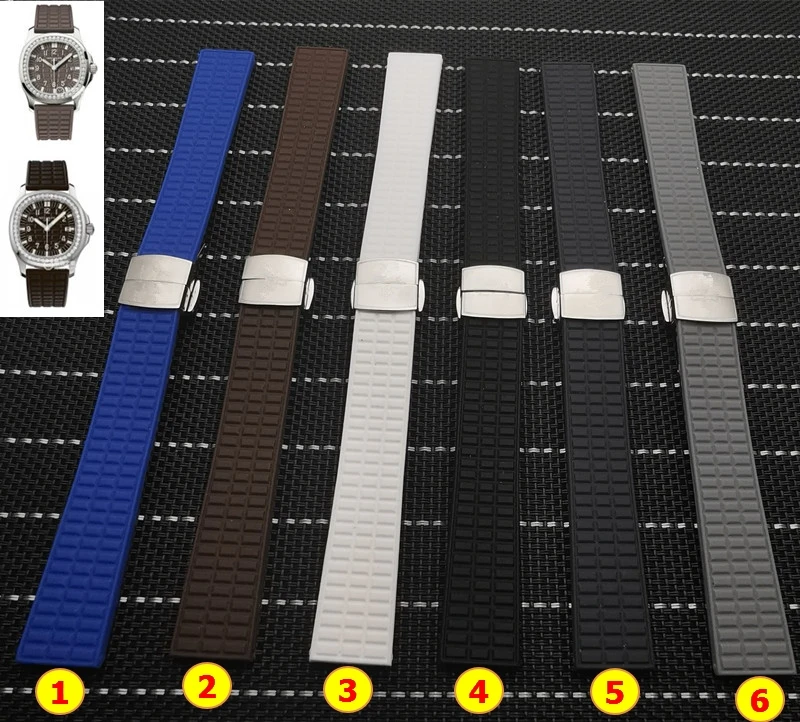 

Brand quality 18mm Soft Rubber Watchbands For Fit Patek Philippe Ladies Aquanaut 5067A 491PTK Strap band Belt Butterfly buckle