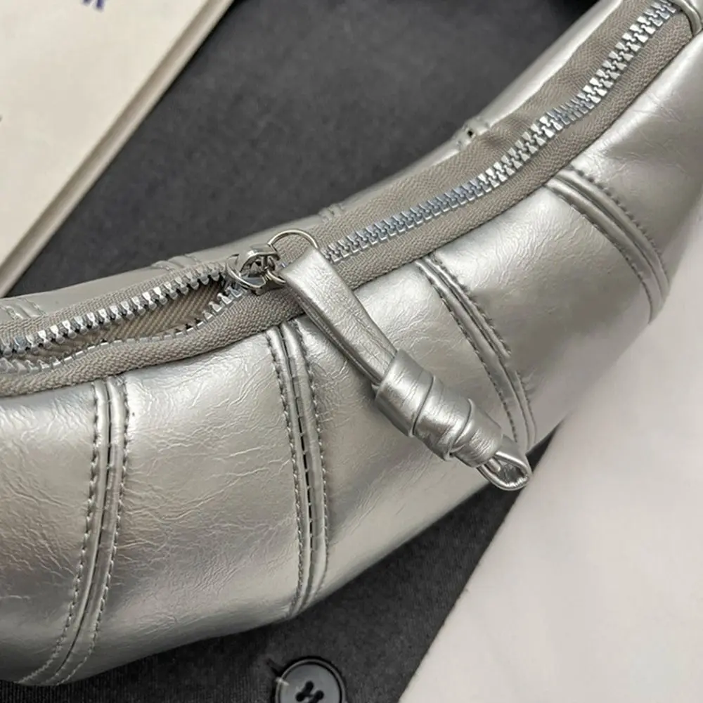 Элегантная сумка-круассан из искусственной кожи сумка для макияжа серебристая