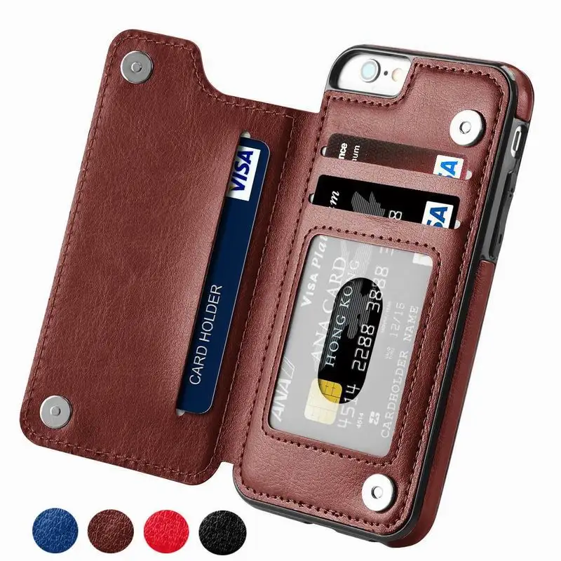 

Luxury Slim Fit Premium Leather Cover For iPhone 13 11 12 mini Pro XR XS Max X 6 7 8 Plus Wallet Card Slots Shockproof Flip Case