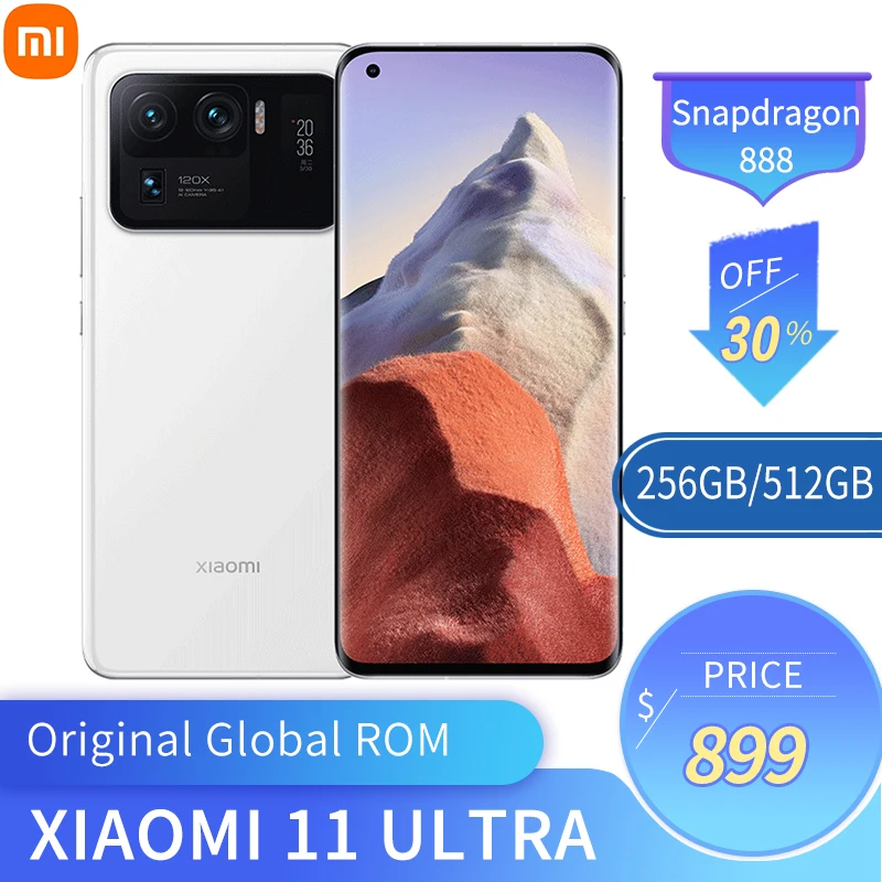 

Global ROM Xiaomi Mi 11 Ultra 5G Version 12GB 256GB/512GB Smartphone Snapdragon 888 50MP Camera 2K AMOLED Screen 67W 5000mAh NFC