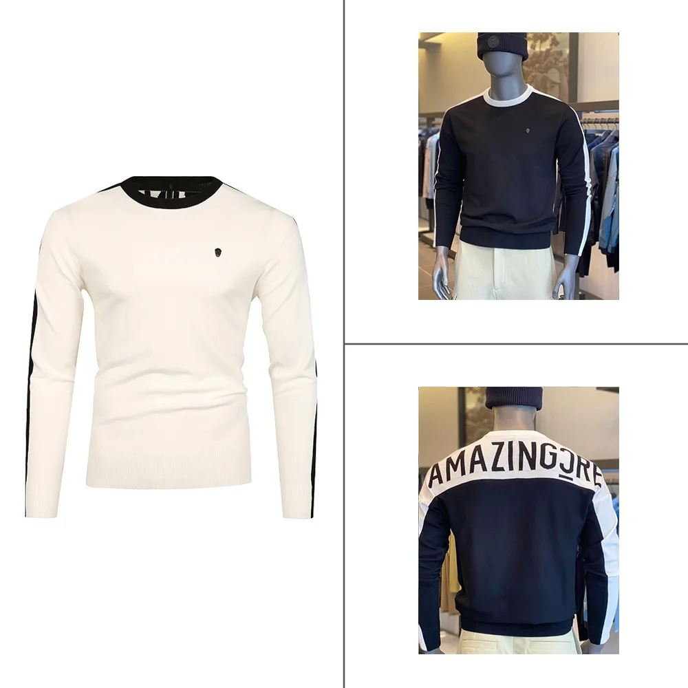

"New Handsome Men's Golf Pullover, High-quality Selected Fabrics, Warm and Comfortable in Autumn, High Elastic Knitted Sweater!"