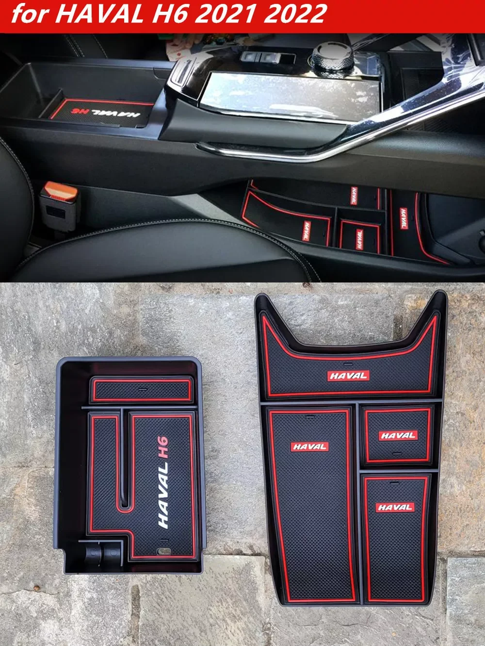 

Car Under Center Console Artrest Storage Box For GWM HAVAL H6 3th Gen 2021 2022 Car Styling ABS Cover Stickers