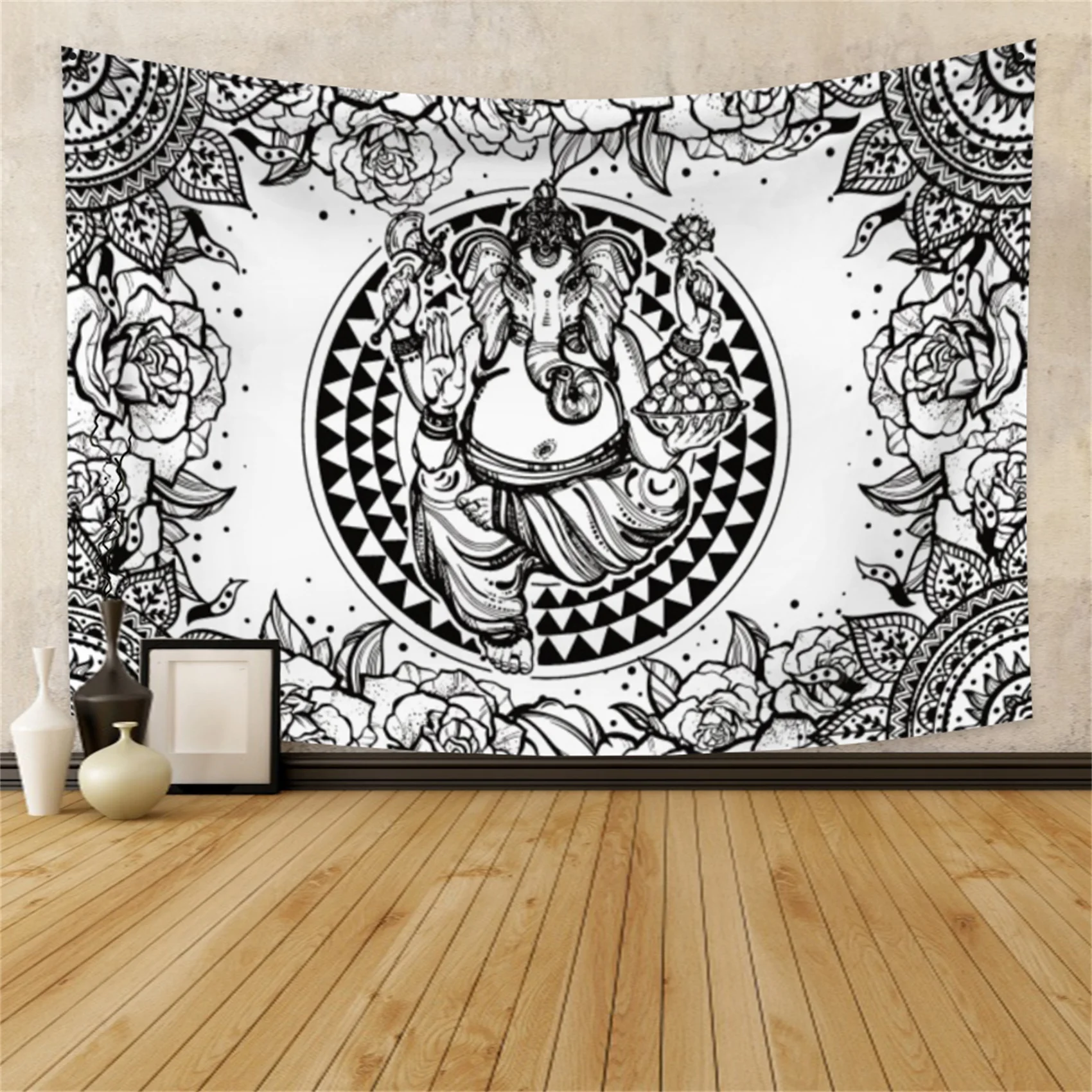 Гобелен индийский слон мандала Ганеша настенный подвесной Богемный Хиппи