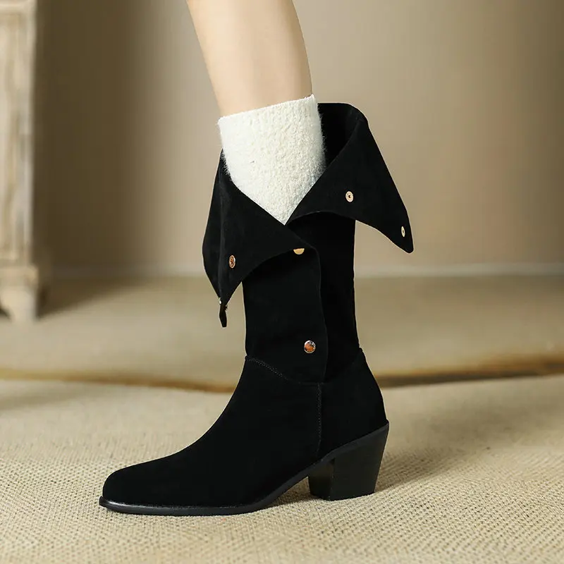 Женские сапоги Челси из искусственной замши ковбойские в западном стиле с