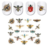 1pcs summer nail art water decal transfer sticker wraps tattoo bee sliders nail design lacquer manicure decorations jistz620 627