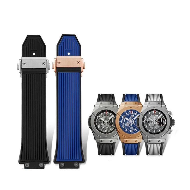 Фото Силиконовый ремешок для часов 27-17 мм подходит для HUBLOT Hengbao Yubo Big Bang Classic Fusion Yubo, выпуклый ремешок для рта №3