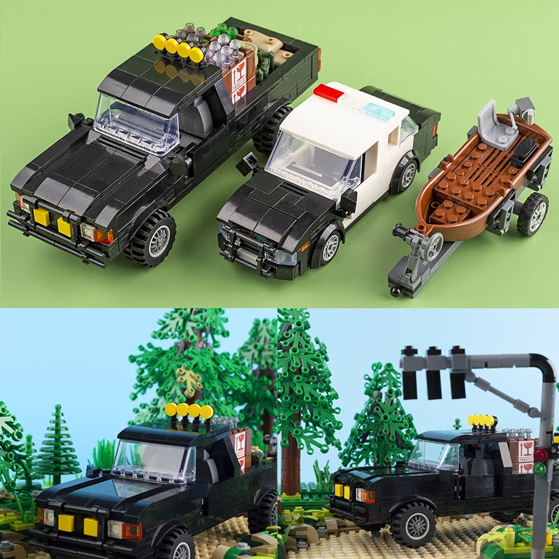 

MOC Police Patrol Car Farm Truck Tools Building Blocks Transport Vehicle Food Fruit City Accessories Bricks Educational Kids Toy
