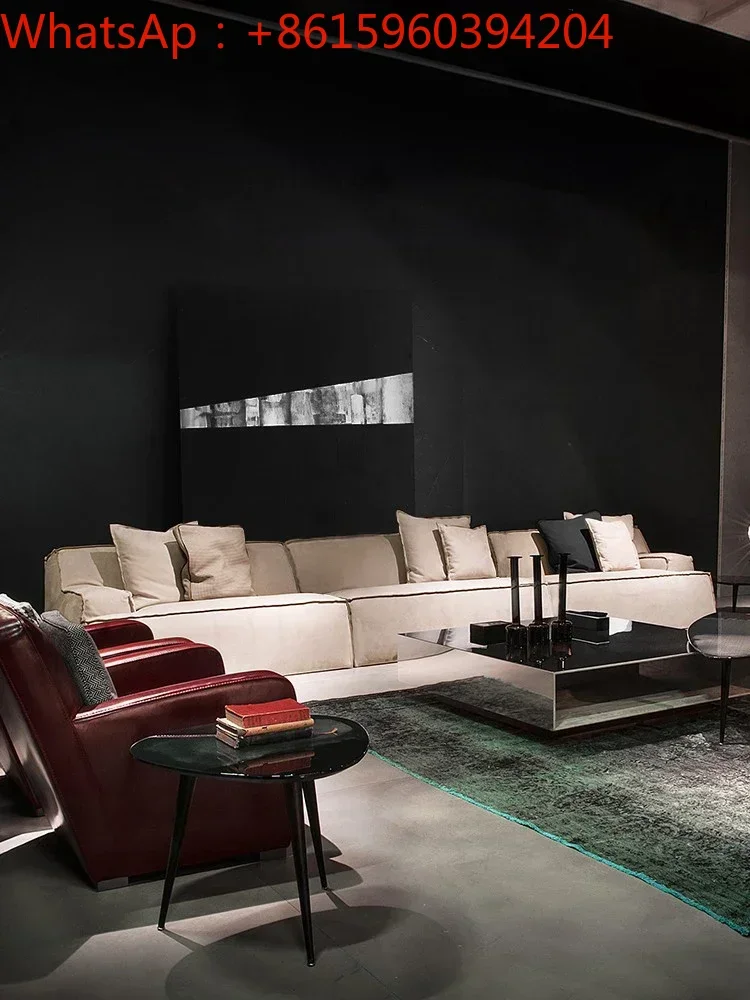 Итальянский минималистичный диван Дамаск Дамасская замша дизайнерский прямой