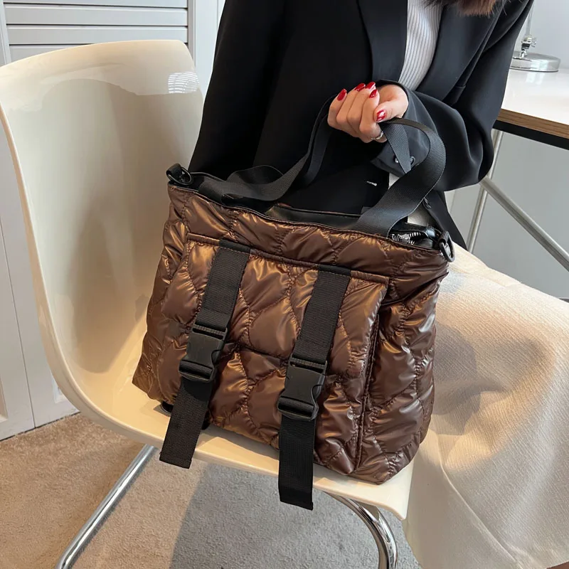 

Fashion Down Women's Shoulder Bag Winter Space cotton Handbag Sense of luxury Lady Crossbody Bags High quality Designer Tote Bag