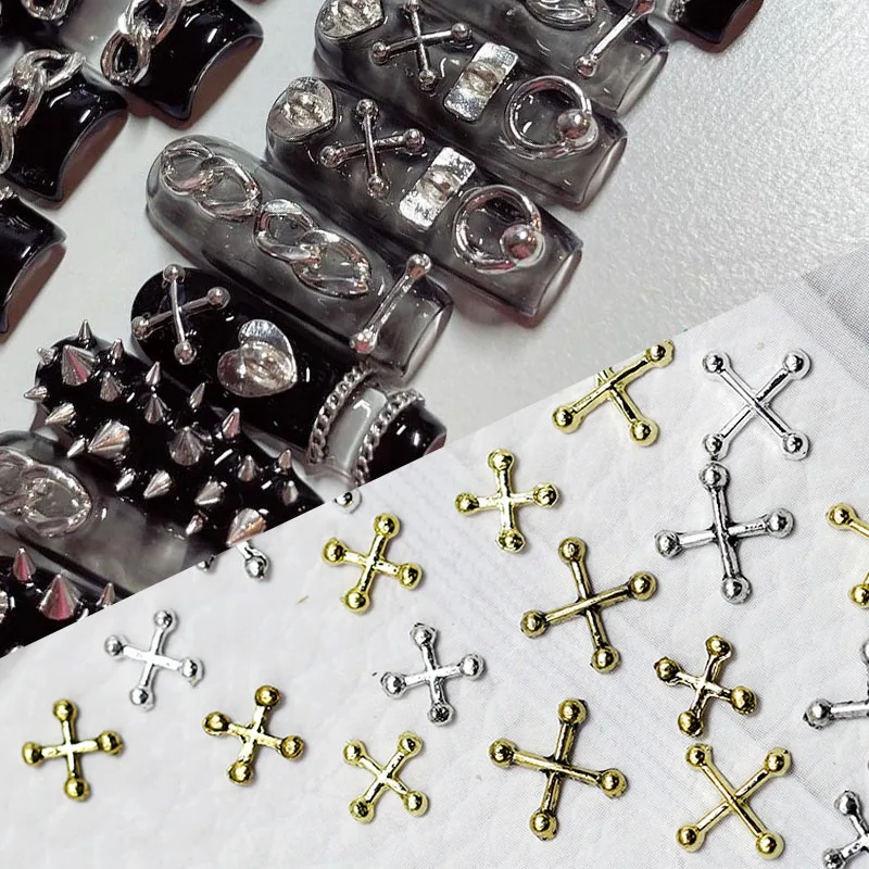 

50Pcs Cross Nail Charms Rhinestones Punk Gothic Design Luxury Nail Art Supplies 3D Charm DIY Tips Manicure Decoration