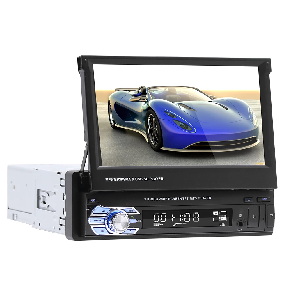 

Podofo Car Radio 1 Din Tape Recorder 7" HD Monitor Retractable Screen Bluetooth Multimedia Player FM Audio GPS Stereo Receiver