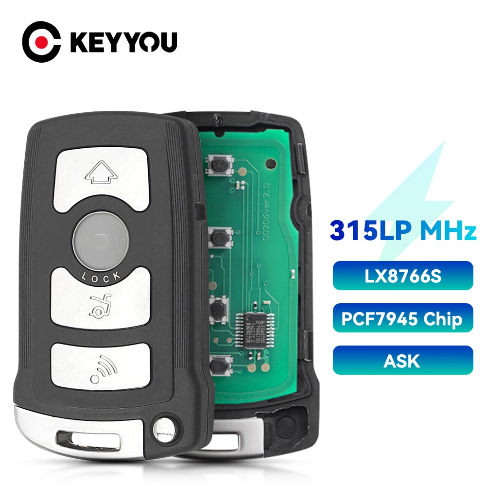 KEYYOU 315/433/868/315LP MHz LX8766S 4 кнопки дистанционный ключ для BMW 7 серии 745i 750Li 760i E65 E66 ID46 7945