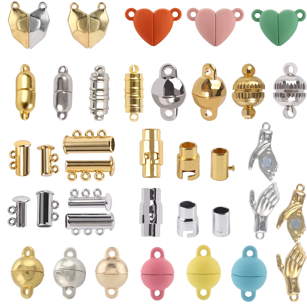 

5-10 Sets Round/Heart Strong Magnetic Clasps Magnet End Clasp Connectors for Jewelry Making DIY Bracelet Necklace Accessories